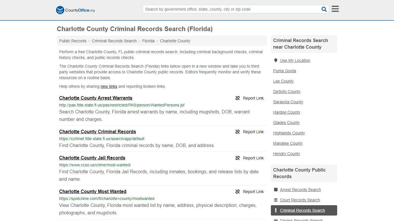Charlotte County Criminal Records Search (Florida) - County Office